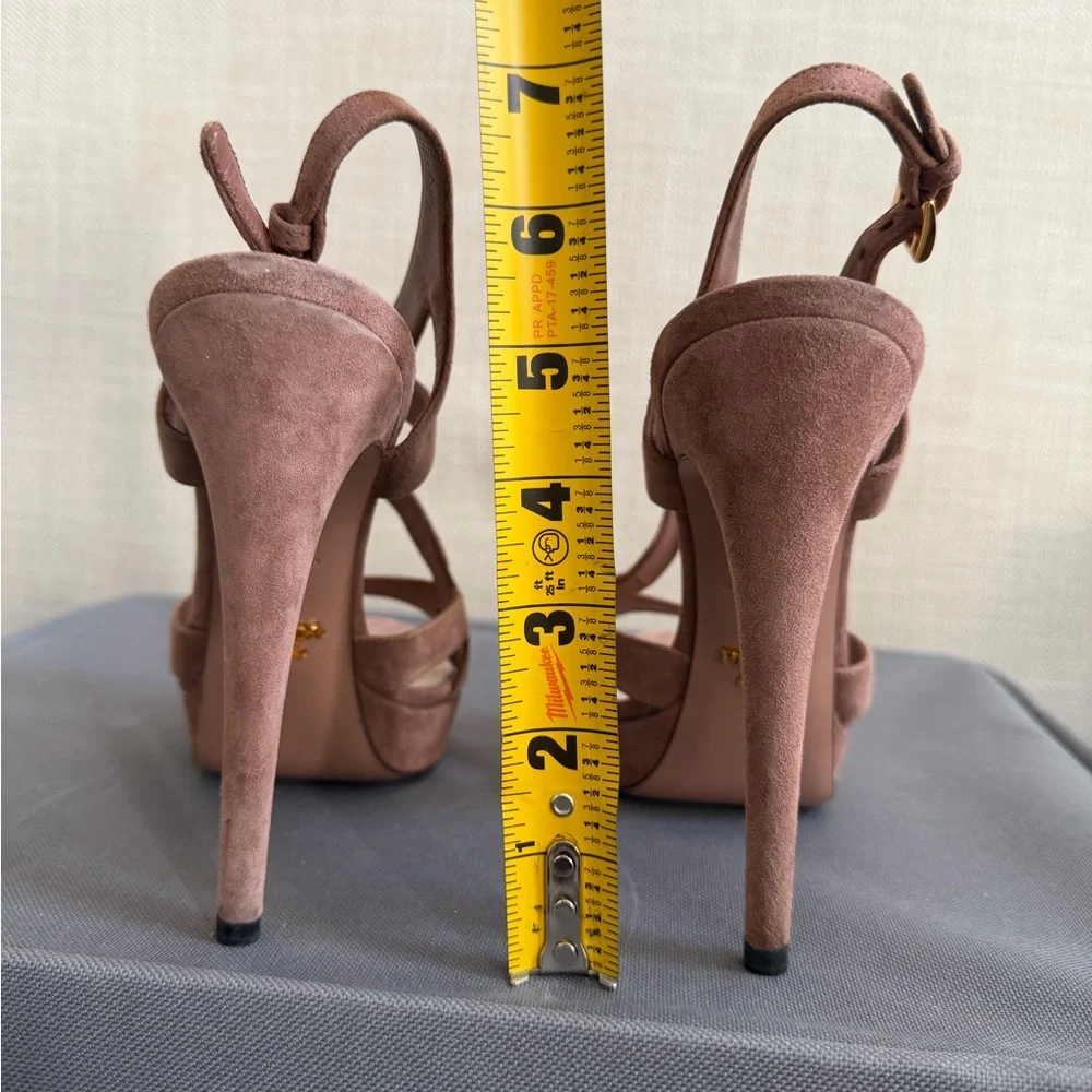 Authentic Prada rose pink Suede Platform High-Heel Sandals size 38 - Picture 6 of 7